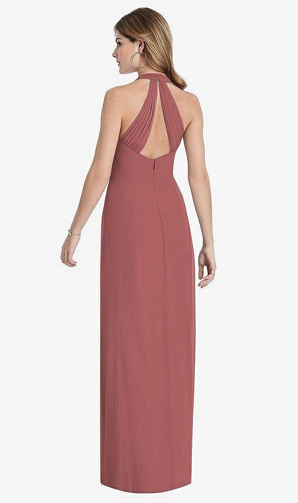 Front View - English Rose V-Neck Halter Chiffon Maxi Dress - Taryn