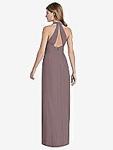 Front View Thumbnail - French Truffle V-Neck Halter Chiffon Maxi Dress - Taryn