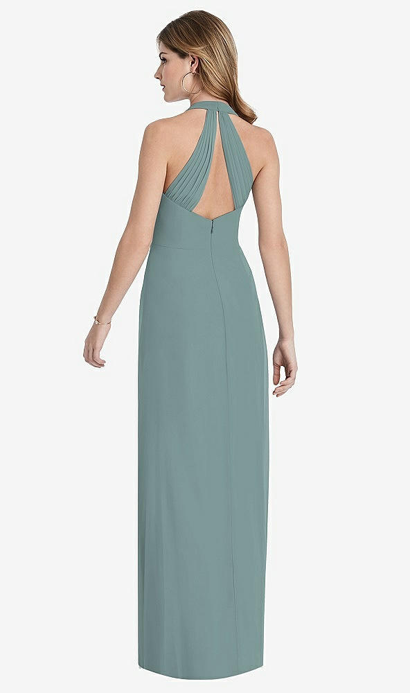 Front View - Icelandic V-Neck Halter Chiffon Maxi Dress - Taryn