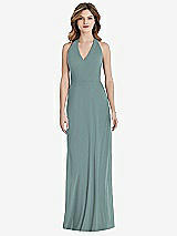 Rear View Thumbnail - Icelandic V-Neck Halter Chiffon Maxi Dress - Taryn