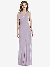 Rear View Thumbnail - Lilac Haze V-Neck Halter Chiffon Maxi Dress - Taryn