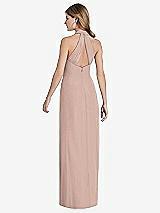 Front View Thumbnail - Neu Nude V-Neck Halter Chiffon Maxi Dress - Taryn