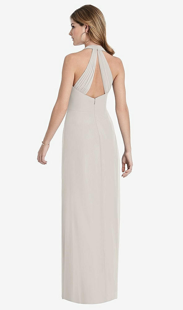 Front View - Oyster V-Neck Halter Chiffon Maxi Dress - Taryn