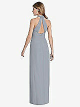 Front View Thumbnail - Platinum V-Neck Halter Chiffon Maxi Dress - Taryn