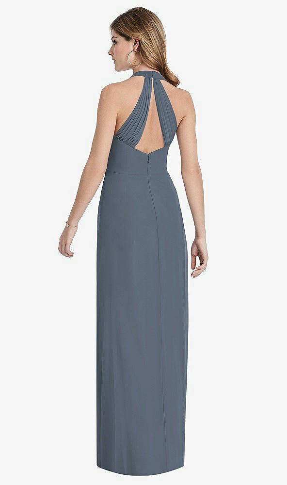 Front View - Silverstone V-Neck Halter Chiffon Maxi Dress - Taryn