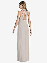 Front View Thumbnail - Taupe V-Neck Halter Chiffon Maxi Dress - Taryn