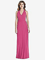 Rear View Thumbnail - Tea Rose V-Neck Halter Chiffon Maxi Dress - Taryn