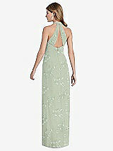 Front View Thumbnail - Vintage Primrose Sage V-Neck Halter Chiffon Maxi Dress - Taryn