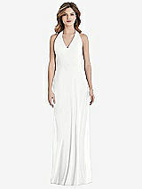 Rear View Thumbnail - White V-Neck Halter Chiffon Maxi Dress - Taryn