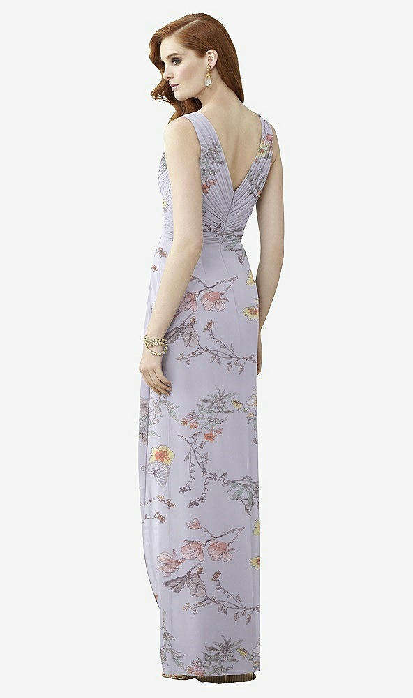 Back View - Butterfly Botanica Silver Dove Sleeveless Draped Faux Wrap Maxi Dress - Dahlia