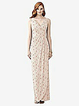 Front View Thumbnail - Coquette Floral Print Sleeveless Draped Faux Wrap Maxi Dress - Dahlia