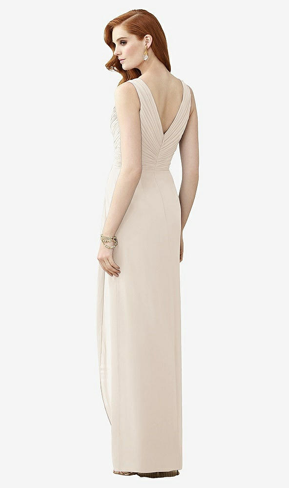 Back View - Oat Sleeveless Draped Faux Wrap Maxi Dress - Dahlia