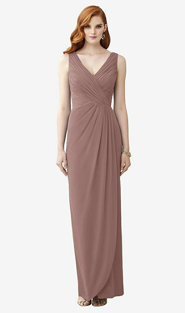 Front View - Sienna Sleeveless Draped Faux Wrap Maxi Dress - Dahlia