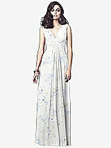 Front View Thumbnail - Bleu Garden Draped V-Neck Shirred Chiffon Maxi Dress