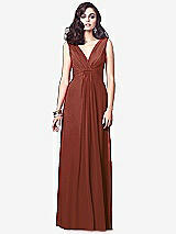 Front View Thumbnail - Auburn Moon Draped V-Neck Shirred Chiffon Maxi Dress