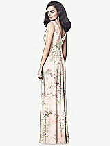 Rear View Thumbnail - Blush Garden Draped V-Neck Shirred Chiffon Maxi Dress