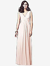 Front View Thumbnail - Blush Draped V-Neck Shirred Chiffon Maxi Dress