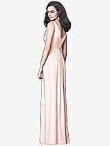 Rear View Thumbnail - Blush Draped V-Neck Shirred Chiffon Maxi Dress