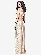 Rear View Thumbnail - Coquette Floral Print Draped V-Neck Shirred Chiffon Maxi Dress