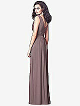 Rear View Thumbnail - French Truffle Draped V-Neck Shirred Chiffon Maxi Dress