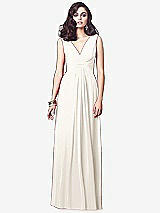 Front View Thumbnail - Ivory Draped V-Neck Shirred Chiffon Maxi Dress