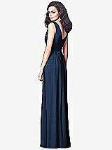 Rear View Thumbnail - Midnight Navy Draped V-Neck Shirred Chiffon Maxi Dress