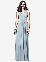 Front View Thumbnail - Mist Draped V-Neck Shirred Chiffon Maxi Dress