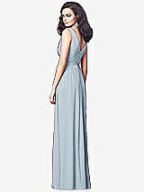 Rear View Thumbnail - Mist Draped V-Neck Shirred Chiffon Maxi Dress