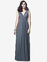 Front View Thumbnail - Silverstone Draped V-Neck Shirred Chiffon Maxi Dress