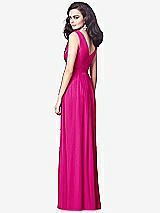 Rear View Thumbnail - Think Pink Draped V-Neck Shirred Chiffon Maxi Dress