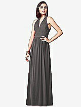 Front View Thumbnail - Caviar Gray Ruched Halter Open-Back Maxi Dress - Jada