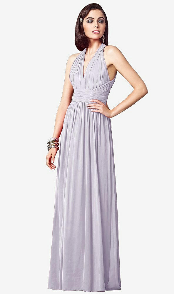 Front View - Moondance Ruched Halter Open-Back Maxi Dress - Jada