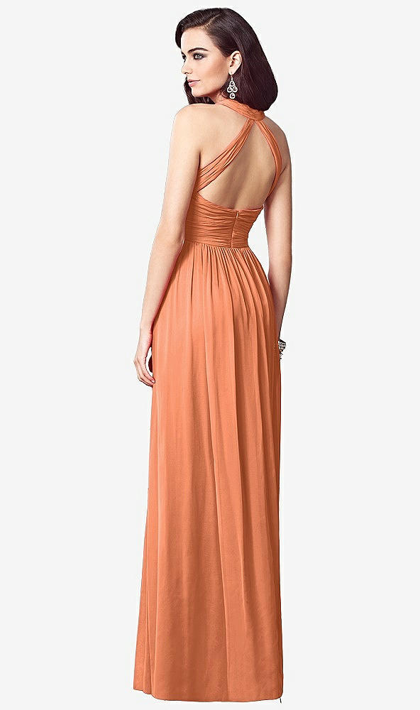 Back View - Sweet Melon Ruched Halter Open-Back Maxi Dress - Jada