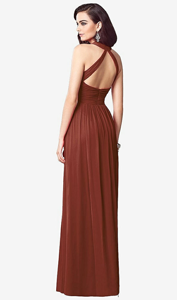 Back View - Auburn Moon Ruched Halter Open-Back Maxi Dress - Jada