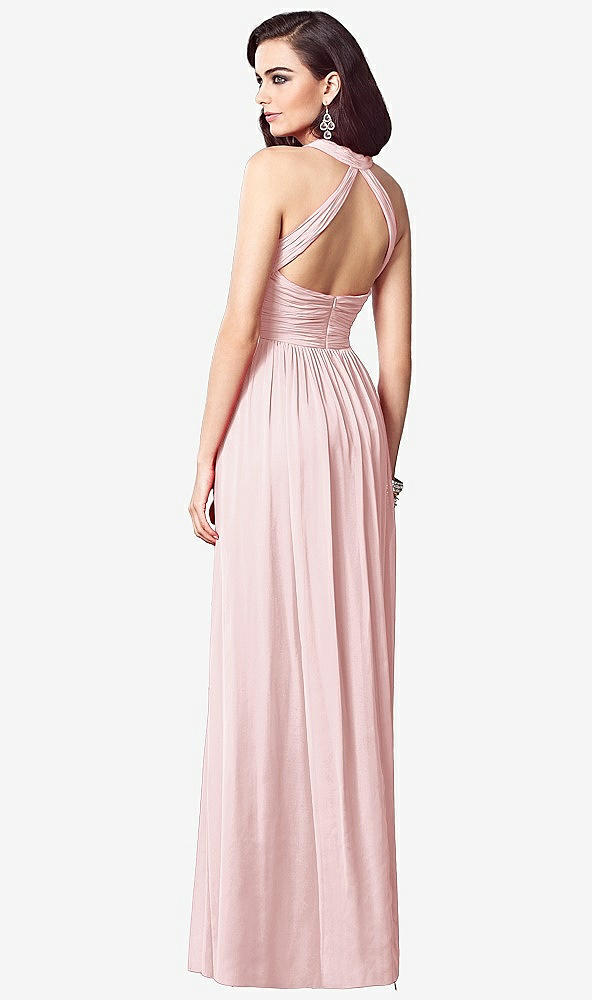 Back View - Ballet Pink Ruched Halter Open-Back Maxi Dress - Jada