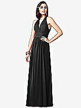 Front View Thumbnail - Black Ruched Halter Open-Back Maxi Dress - Jada