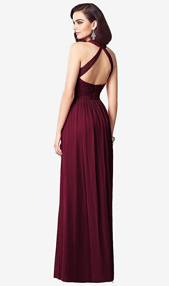 Back View - Cabernet Ruched Halter Open-Back Maxi Dress - Jada