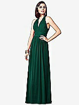 Front View Thumbnail - Hunter Green Ruched Halter Open-Back Maxi Dress - Jada