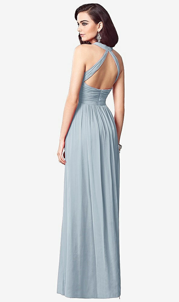 Back View - Mist Ruched Halter Open-Back Maxi Dress - Jada