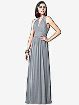 Front View Thumbnail - Platinum Ruched Halter Open-Back Maxi Dress - Jada