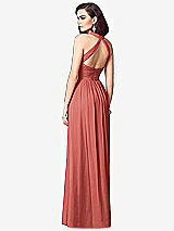 Rear View Thumbnail - Coral Pink Ruched Halter Open-Back Maxi Dress - Jada