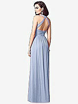 Rear View Thumbnail - Sky Blue Ruched Halter Open-Back Maxi Dress - Jada