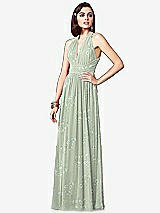 Front View Thumbnail - Vintage Primrose Sage Ruched Halter Open-Back Maxi Dress - Jada