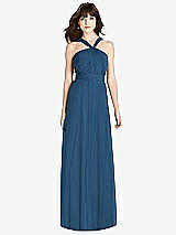 Front View Thumbnail - Dusk Blue Twist Halter Chiffon Maxi Dress - James