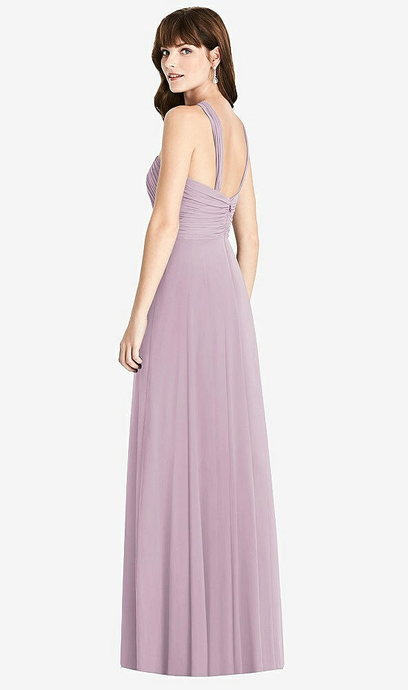 Back View - Suede Rose Twist Halter Chiffon Maxi Dress - James