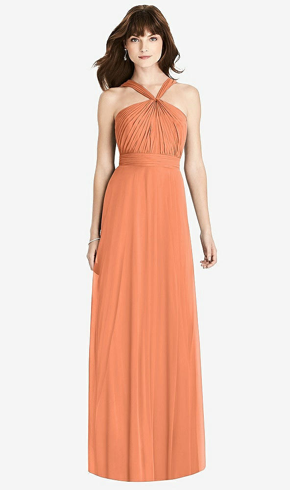 Front View - Sweet Melon Twist Halter Chiffon Maxi Dress - James