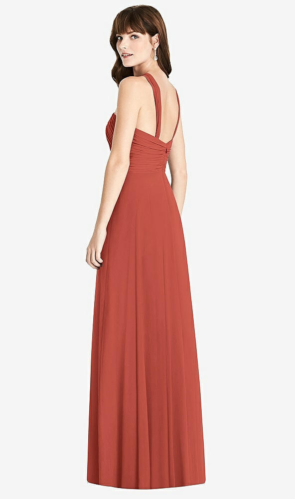 Back View - Amber Sunset Twist Halter Chiffon Maxi Dress - James