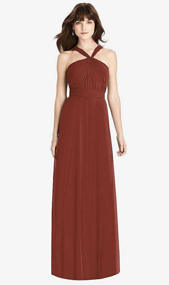 Front View - Auburn Moon Twist Halter Chiffon Maxi Dress - James