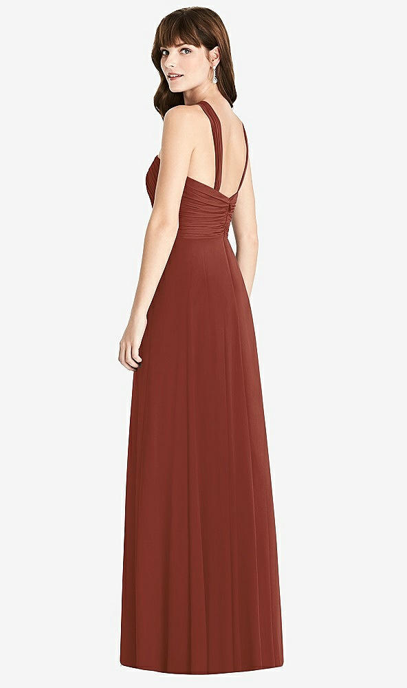 Back View - Auburn Moon Twist Halter Chiffon Maxi Dress - James