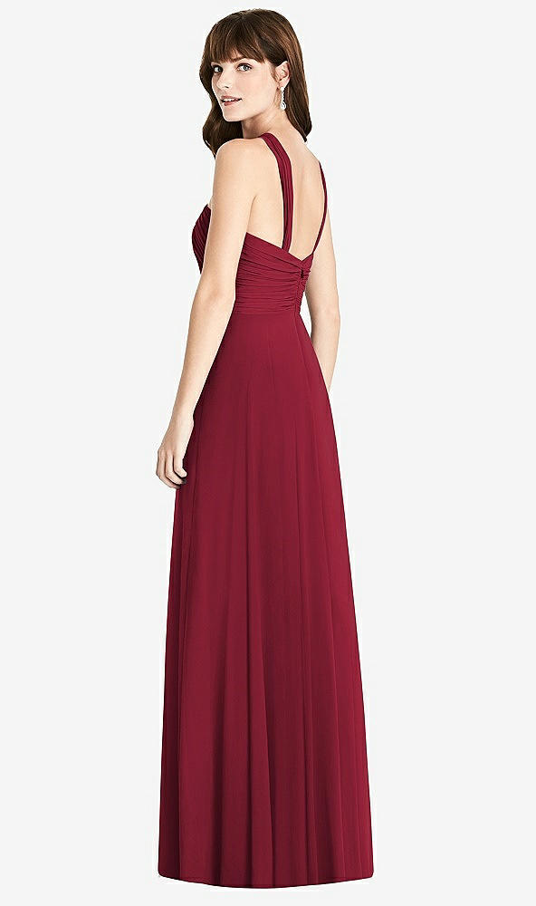 Back View - Burgundy Twist Halter Chiffon Maxi Dress - James